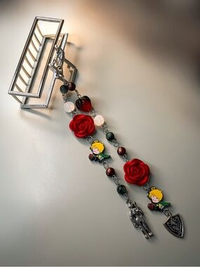 Cute Red Rose & Little Prince, Knight, Shield Handmade Charmed Claw Hair Clip